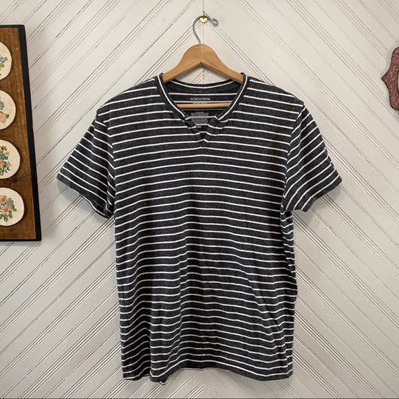 Nordstrom Other - Nordstrom Charcoal Gray Striped Short Sleeve Shirt